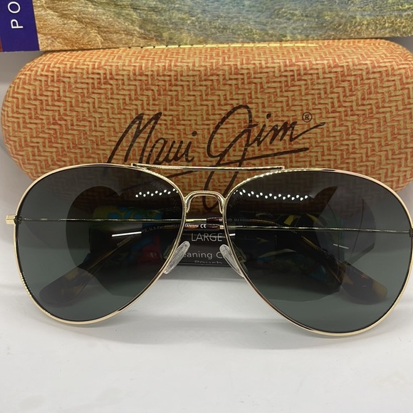 Brand New Maui Jim Polarized Aviator double bridge Gold/grey Lenses - Picture 3 of 10